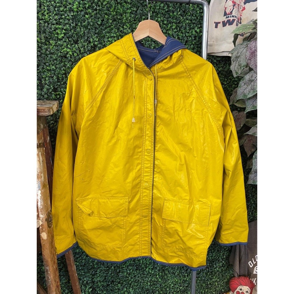 vtg 80s REVERSEIBLE RAIN PVC Jacket outdoors retro spring summer vinyl coat